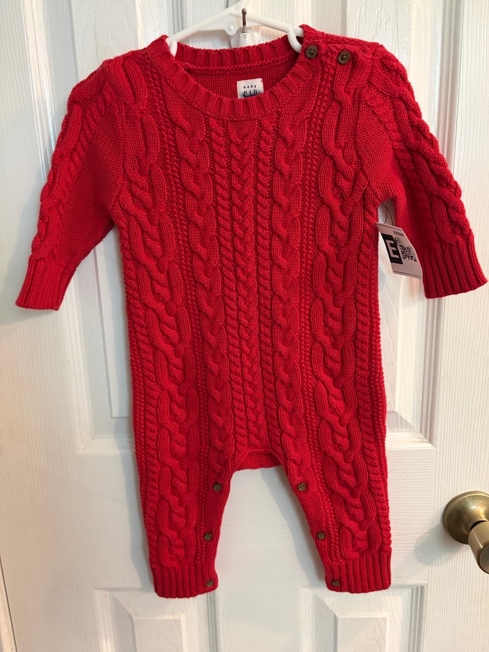 Baby Gap Vibrant Red Cotton Cable Knit Romper for Boys Size 3-6 Months NWOT
